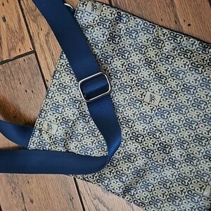 Piero Guidi  crossbody Bag Made In Italy Navy Blue / Old Gold Zipper Closure Adj